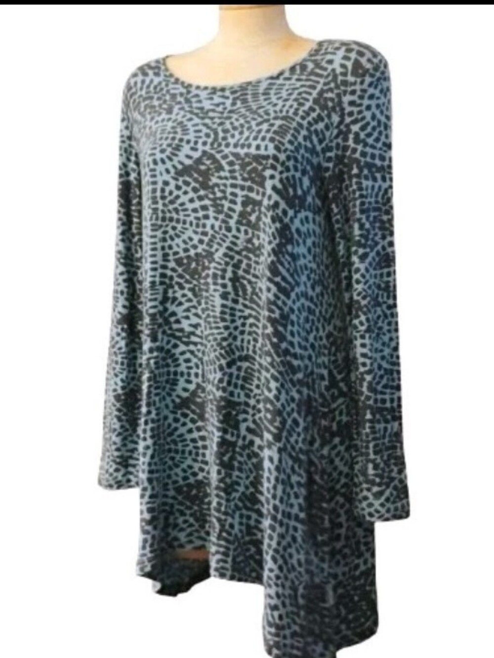 Marimekko Kila Tunic M Blue Gray Abstract Scandinavian Swing Dress NWT